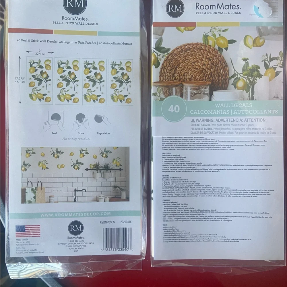 RoomMates Peel & Stick Wall Decals 40 Lemons 🍋 To Accent Your Kitchen Walls Look - Picture 3 of 4
